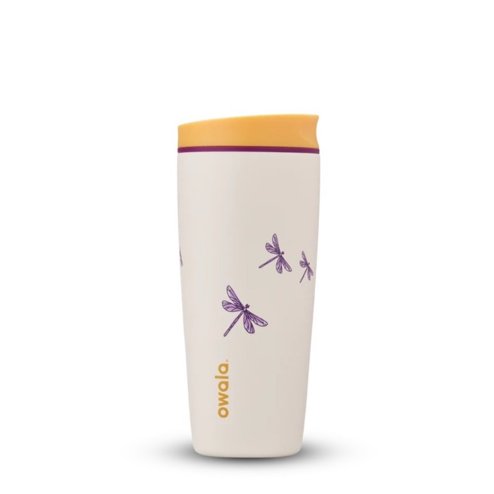 Owala Gilmore Girls Cream and Purple Dragonfly Inn Mug Cup Tumbler
